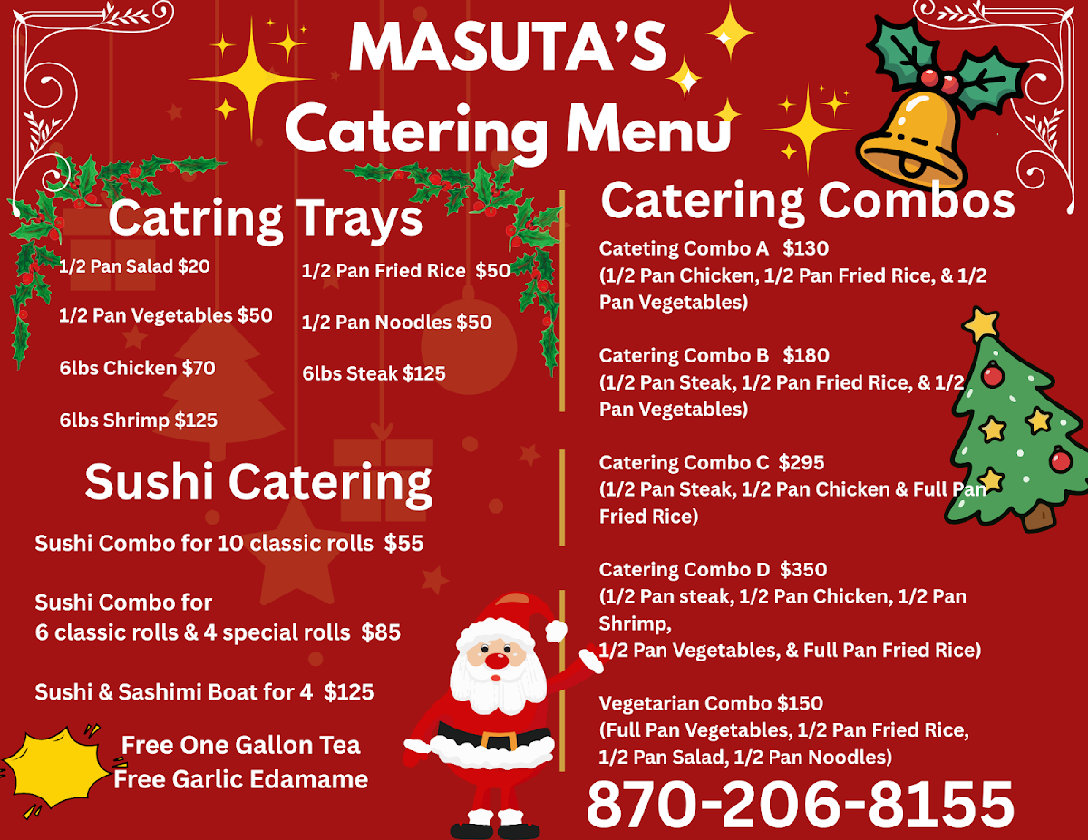 MASUTA SUSHI & HIBACHI menu board