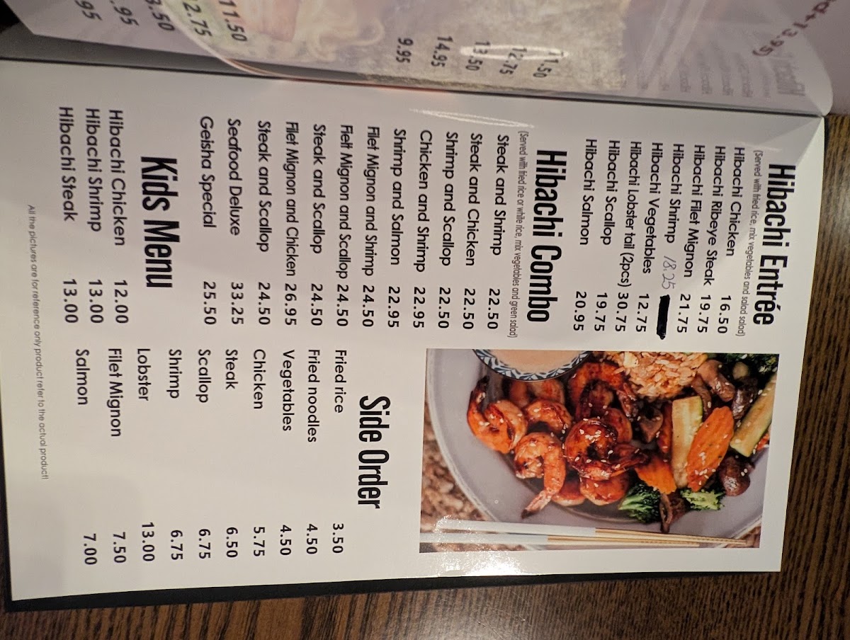 MASUTA SUSHI & HIBACHI menu board