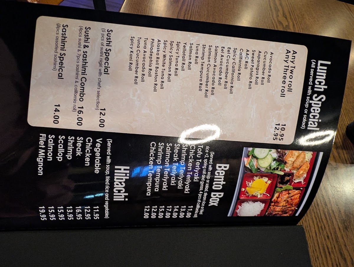 MASUTA SUSHI & HIBACHI menu board