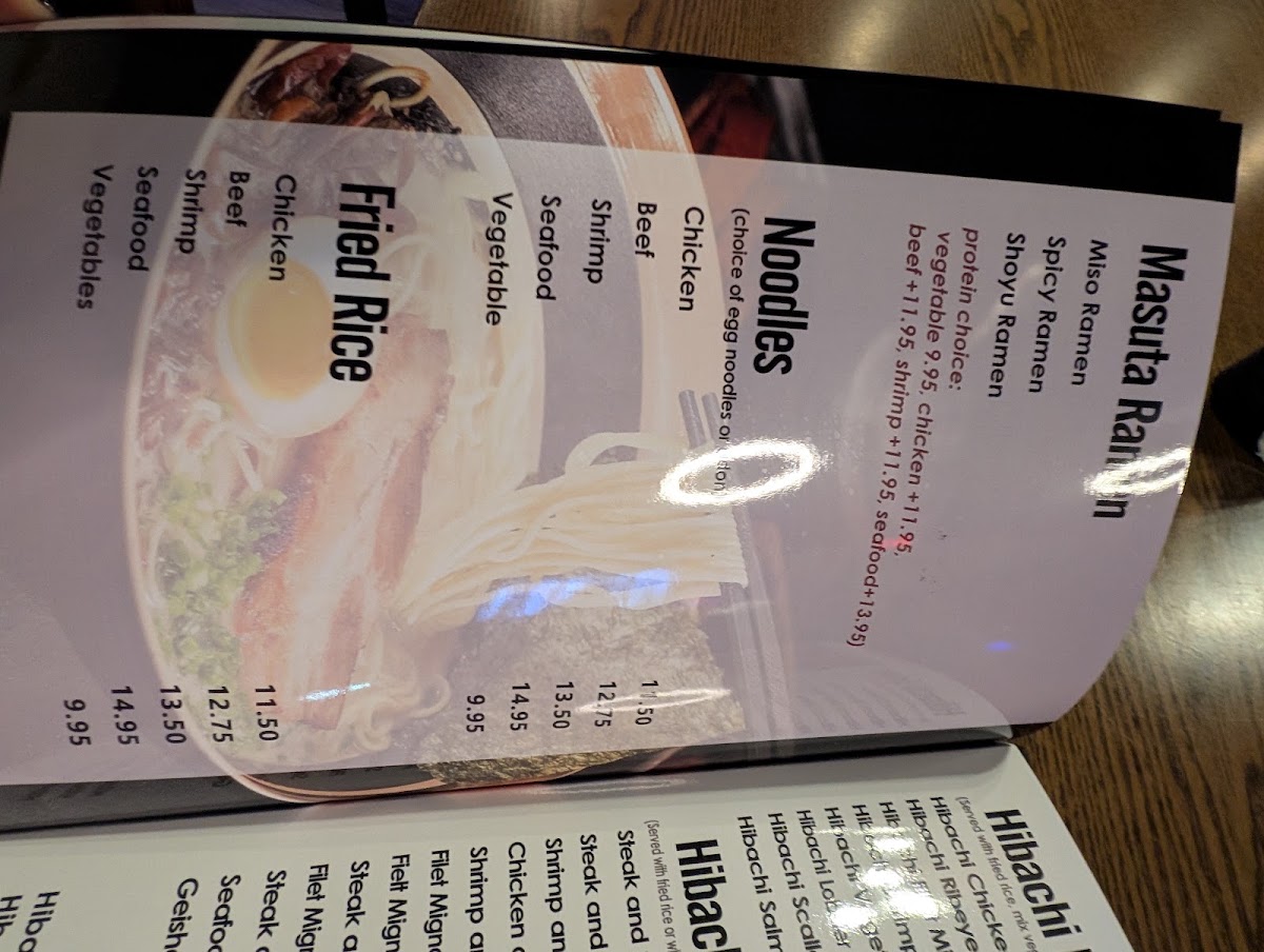 MASUTA SUSHI & HIBACHI menu board