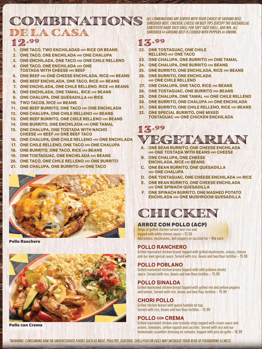 Don Buyos Mexican Restaurant and Cantina menu board