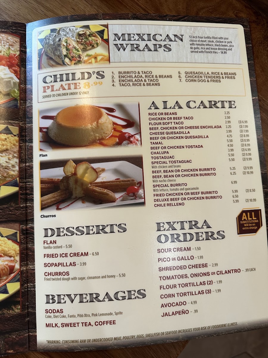Don Buyos Mexican Restaurant and Cantina menu board