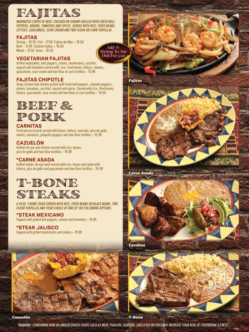 Don Buyos Mexican Restaurant and Cantina menu board
