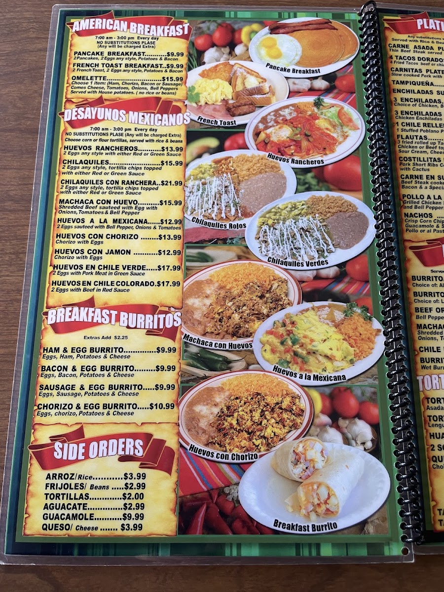 Lolitas Restaurant. menu board