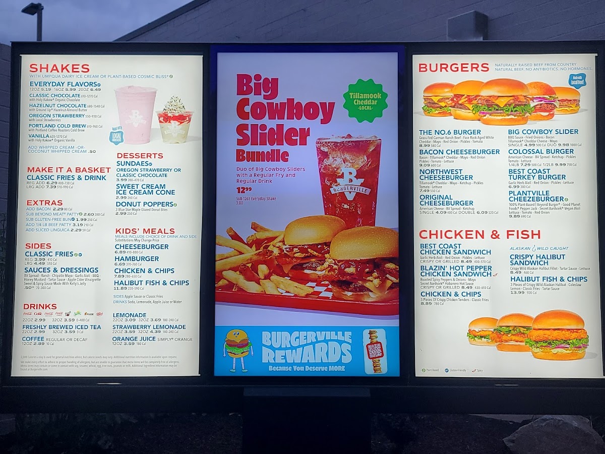 Burgerville menu board