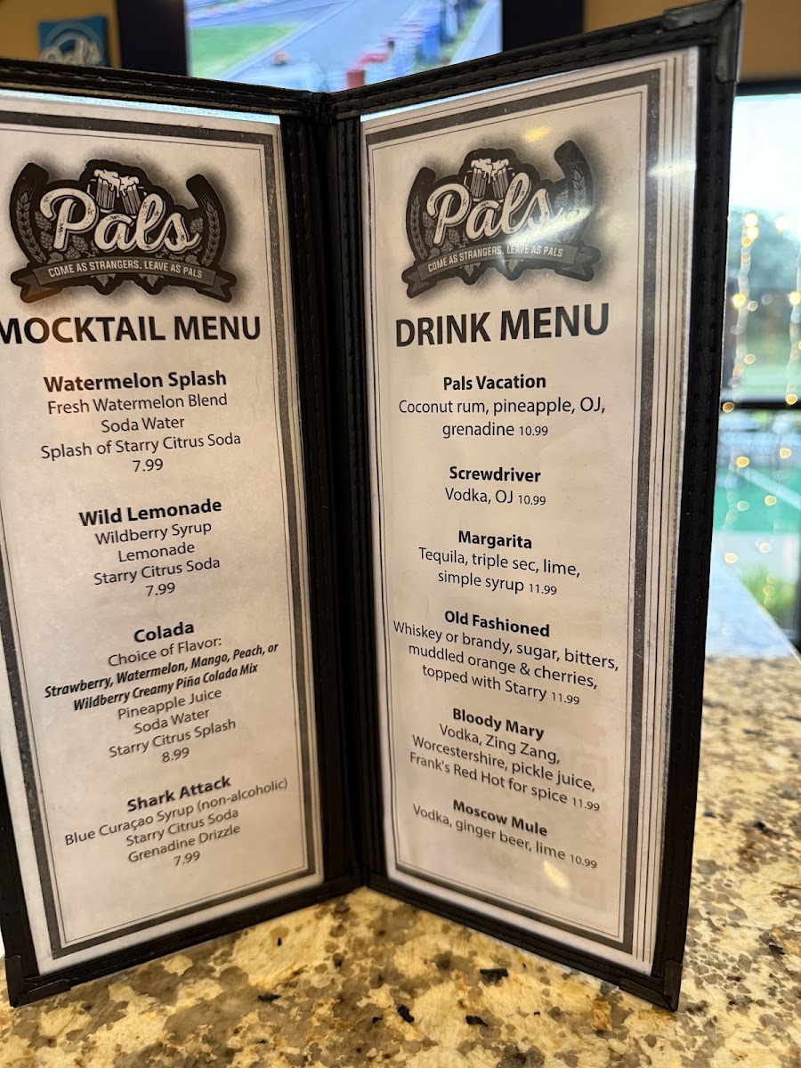 Pals Brewing Company Wisconsin Dells menu board