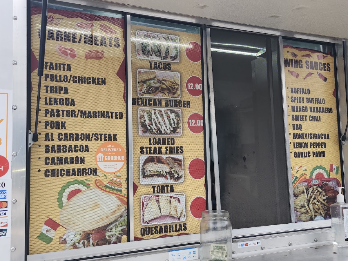 Tacos 105 menu board