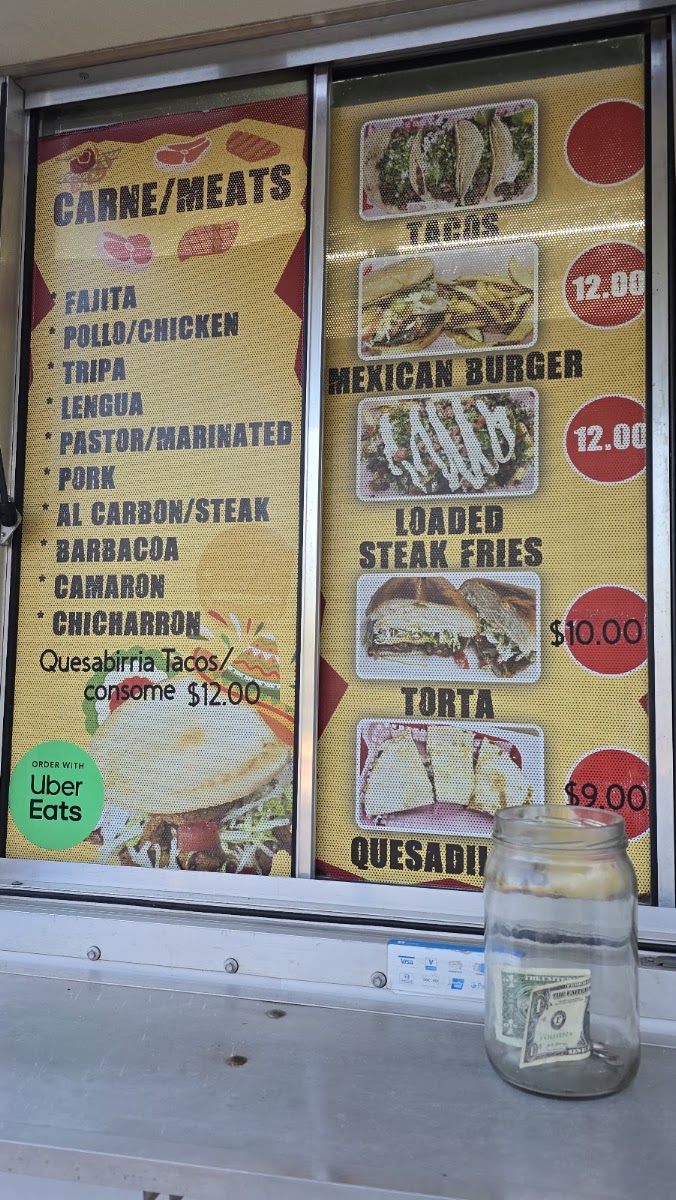 Tacos 105 menu board