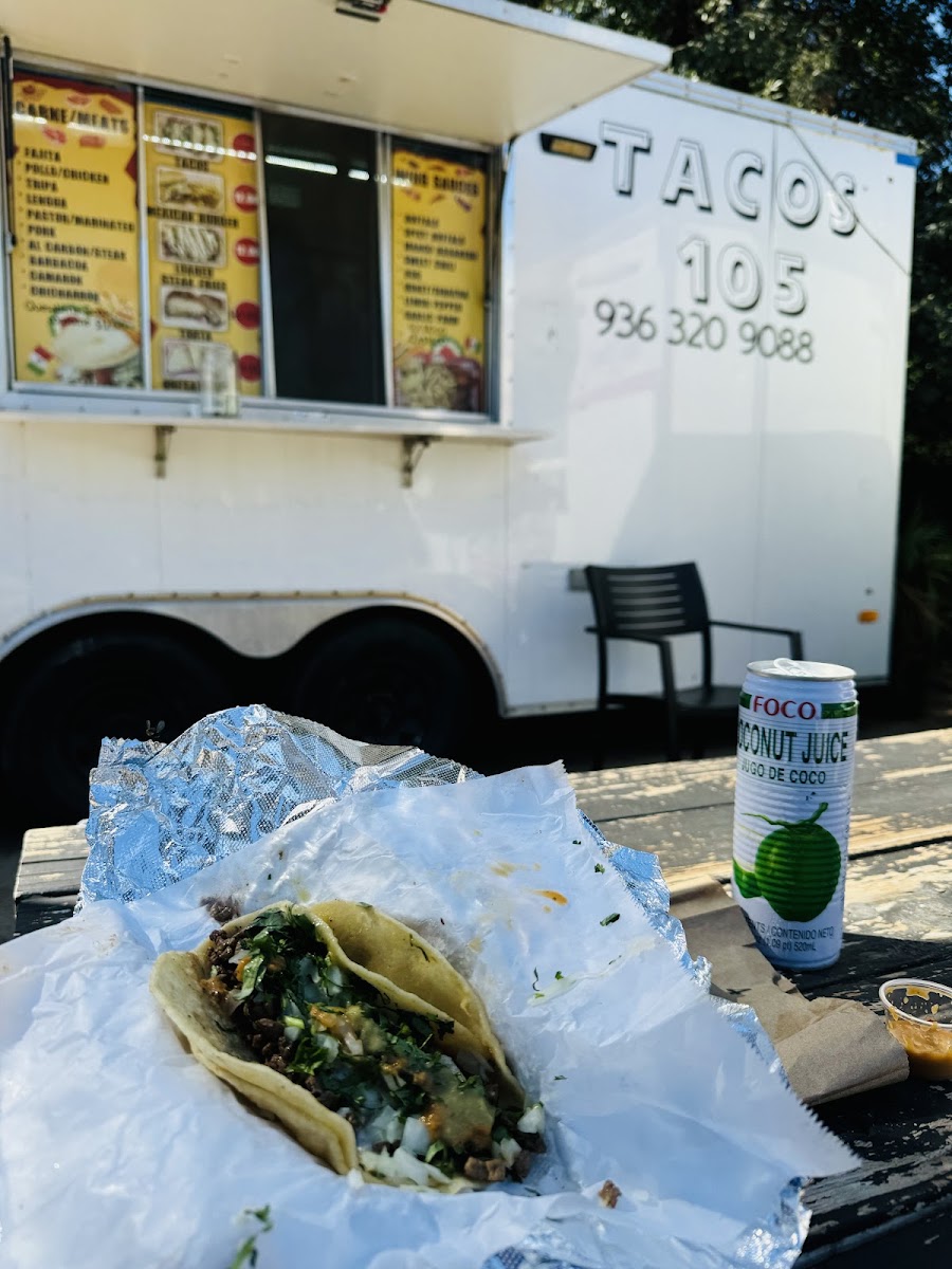 Tacos 105 menu board