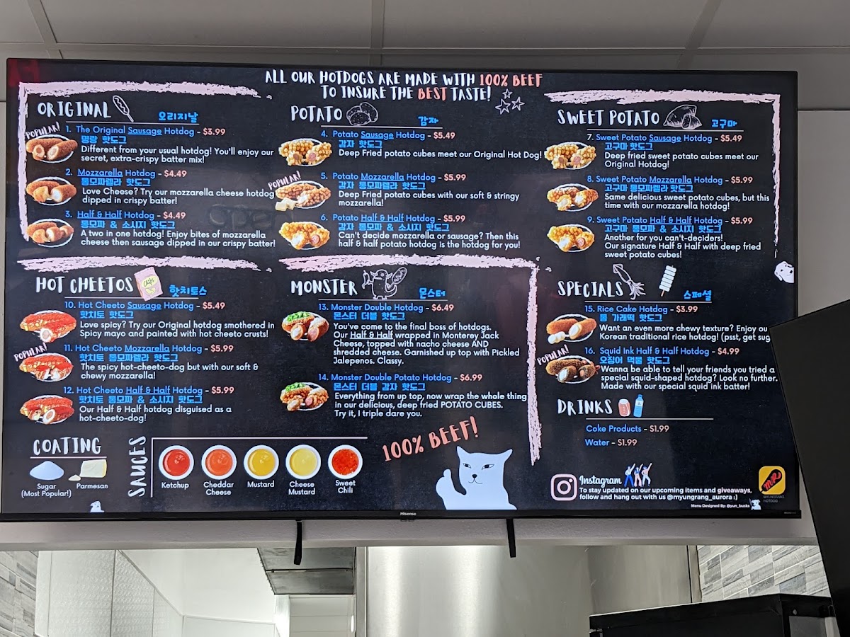 Jongro Kimbap 종로김밥 menu board
