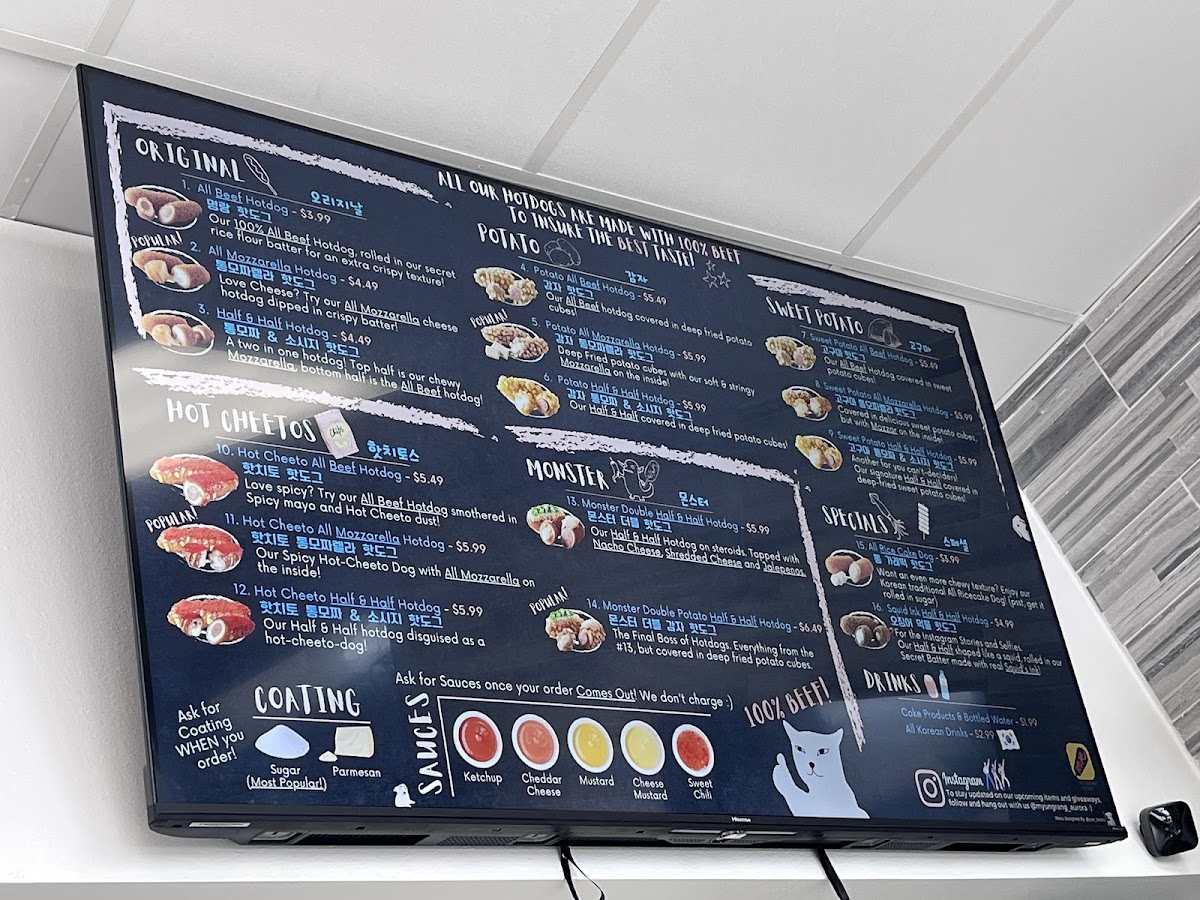 Jongro Kimbap 종로김밥 menu board