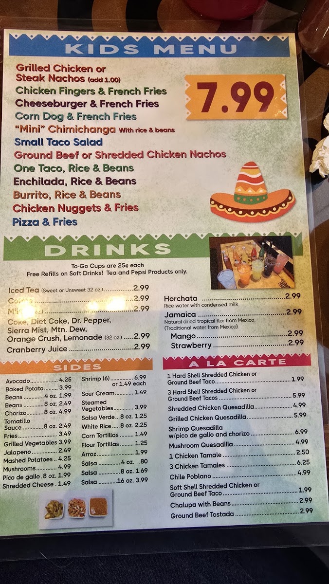 Mi Pueblo Restaurant Walnut menu board