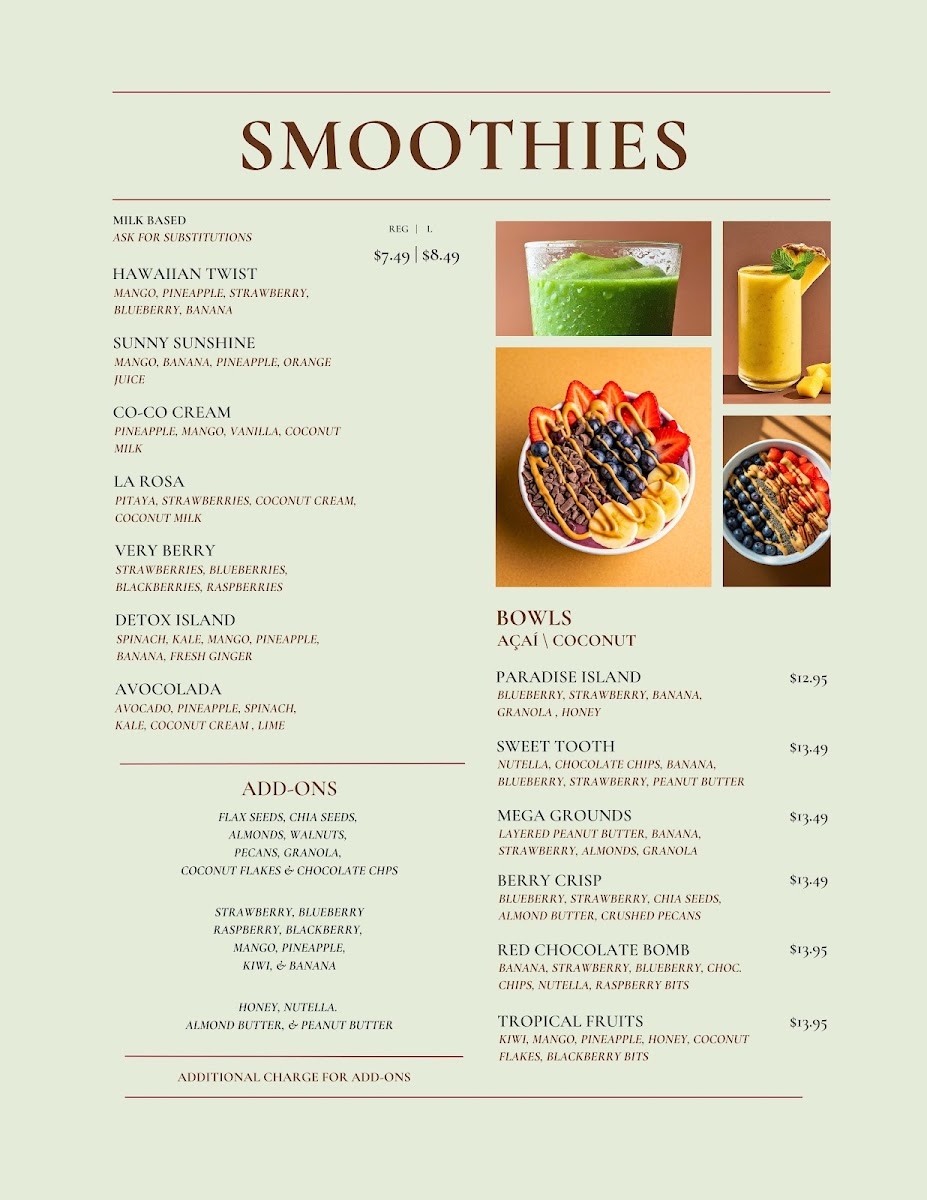 Heavenly Garden Cafe menu board
