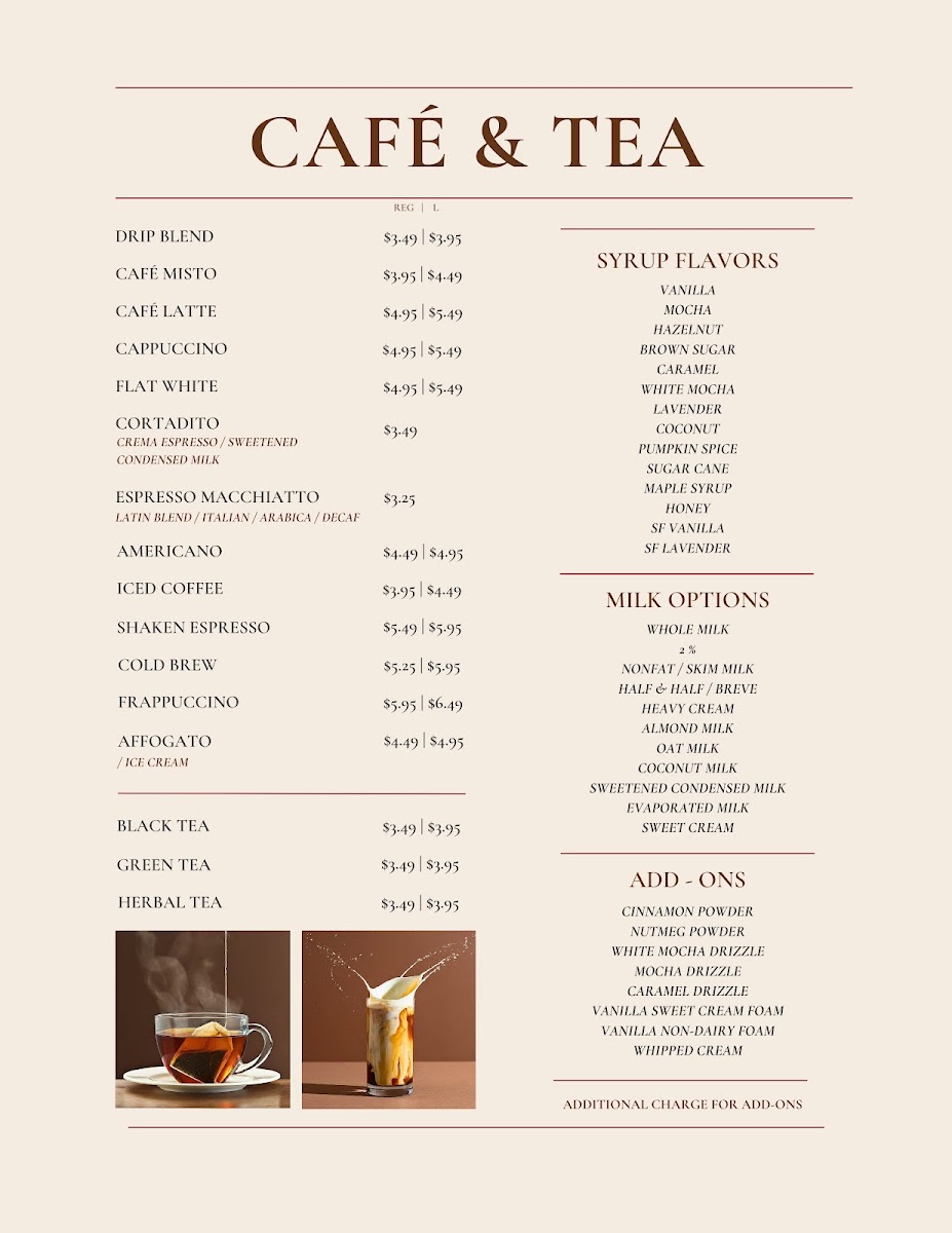 Heavenly Garden Cafe menu board