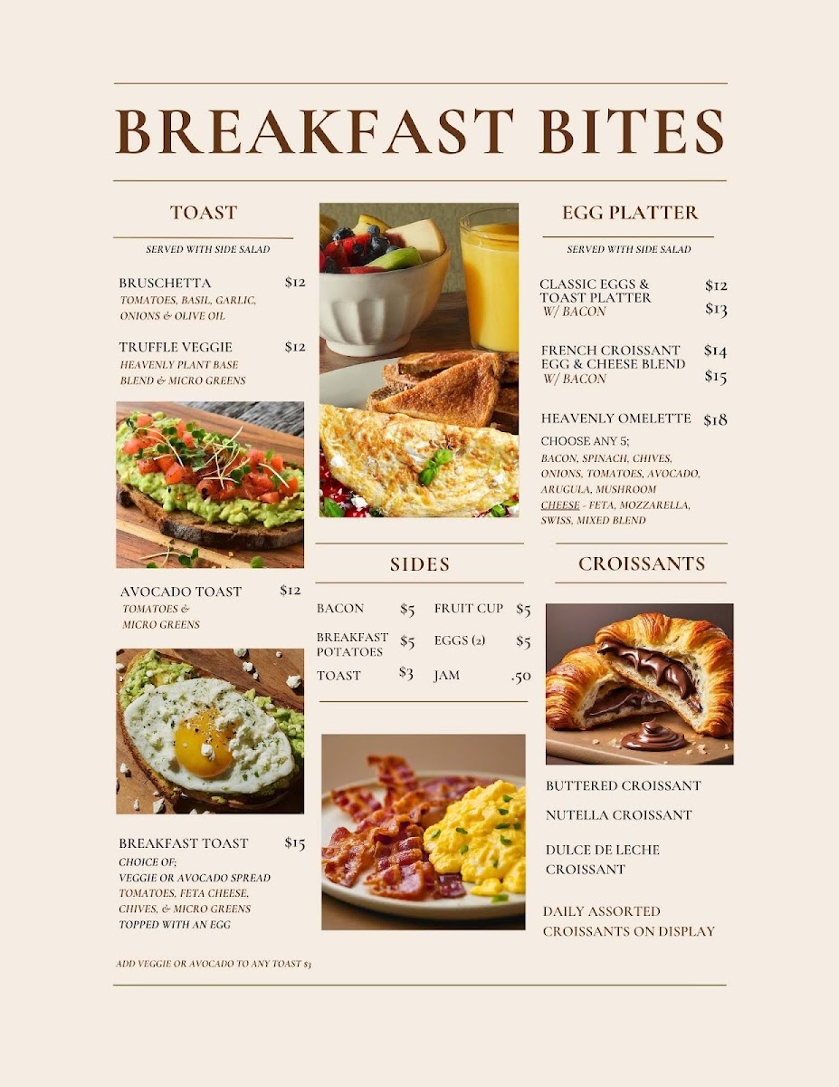 Heavenly Garden Cafe menu board