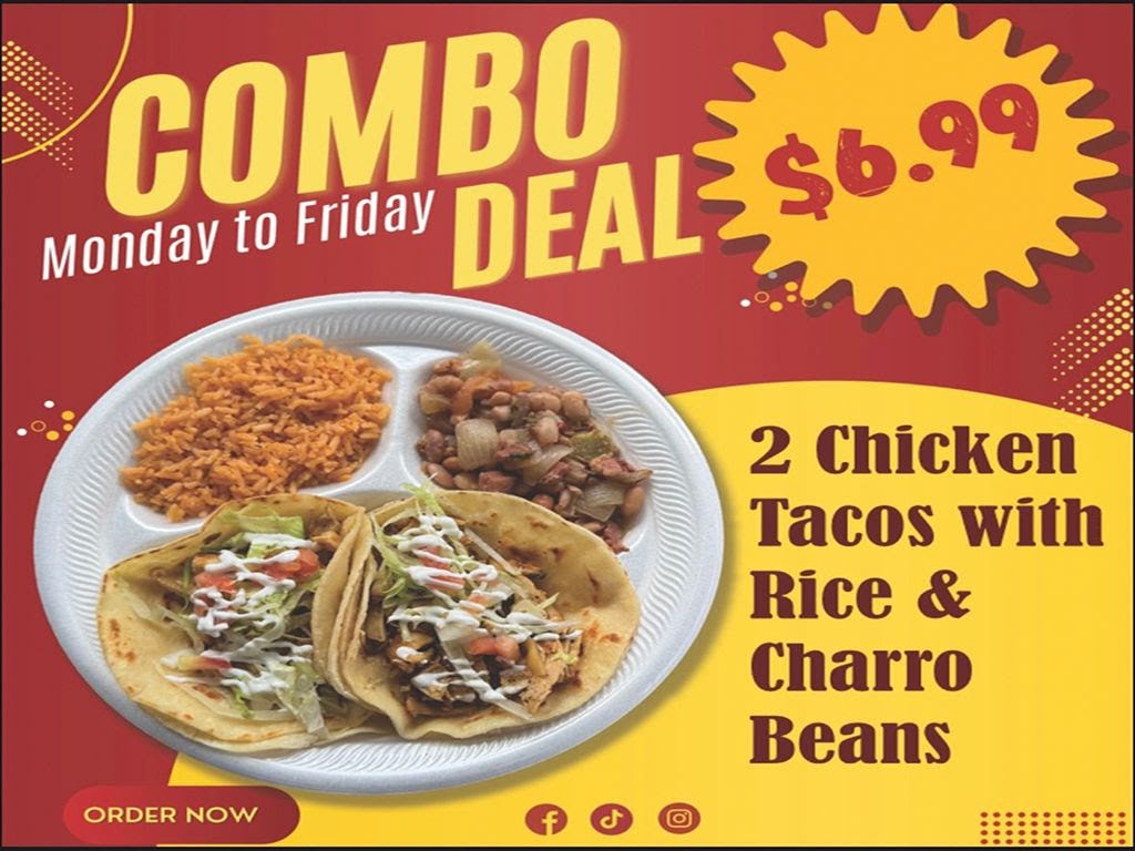 Chulada De Pollo menu board