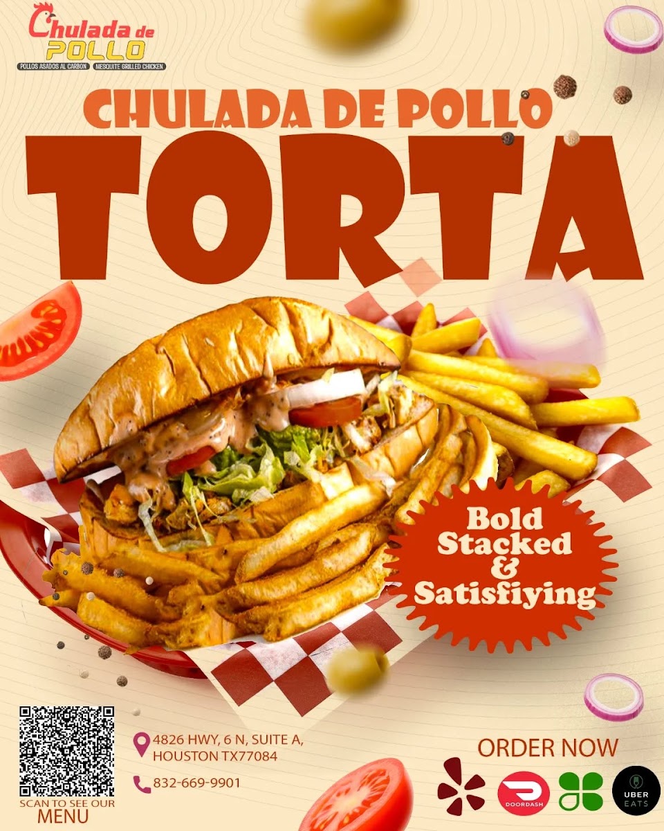 Chulada De Pollo menu board