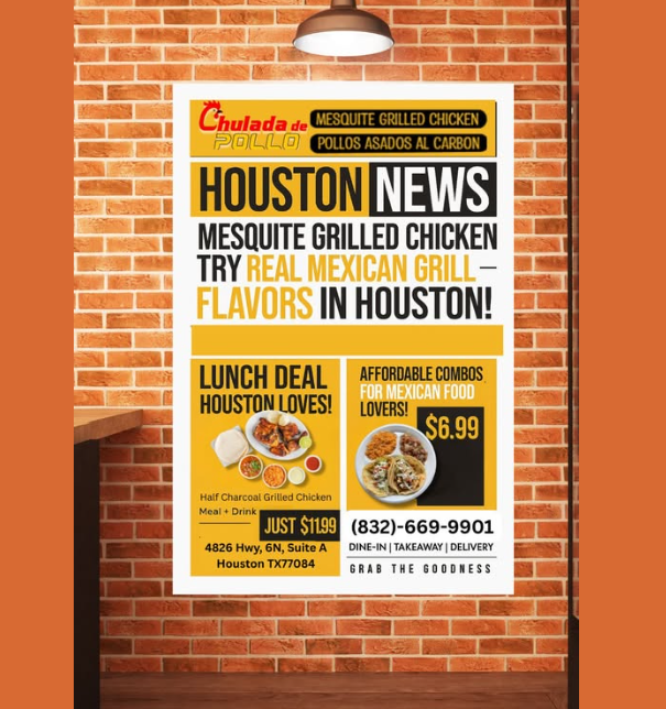Chulada De Pollo menu board