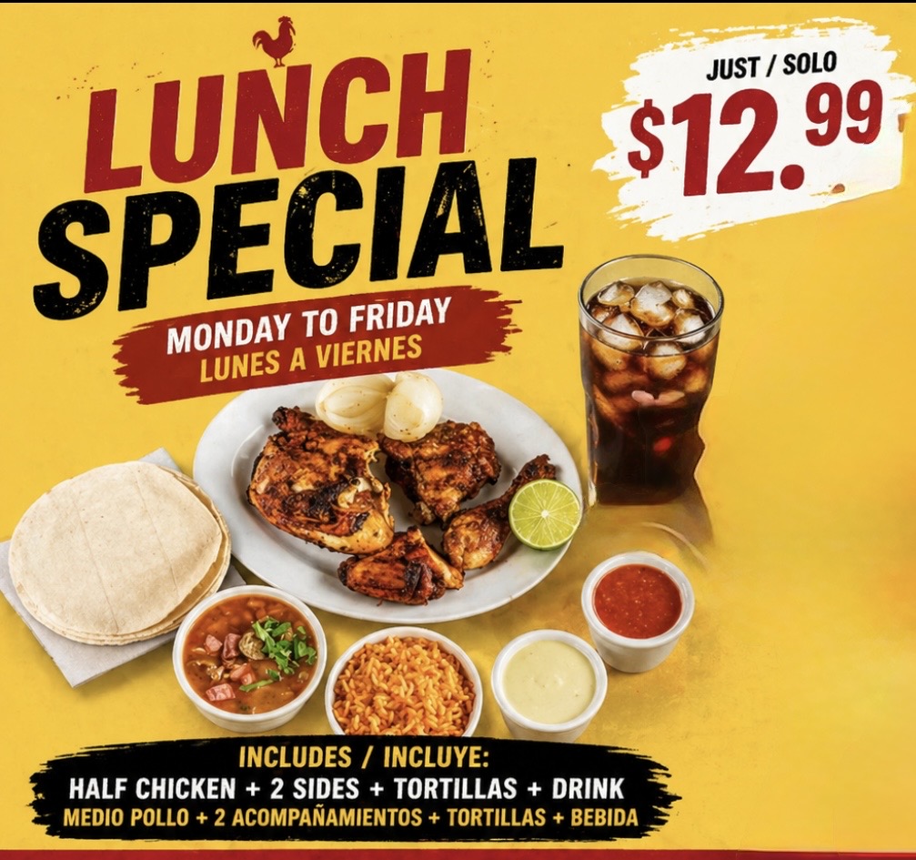 Chulada De Pollo menu board