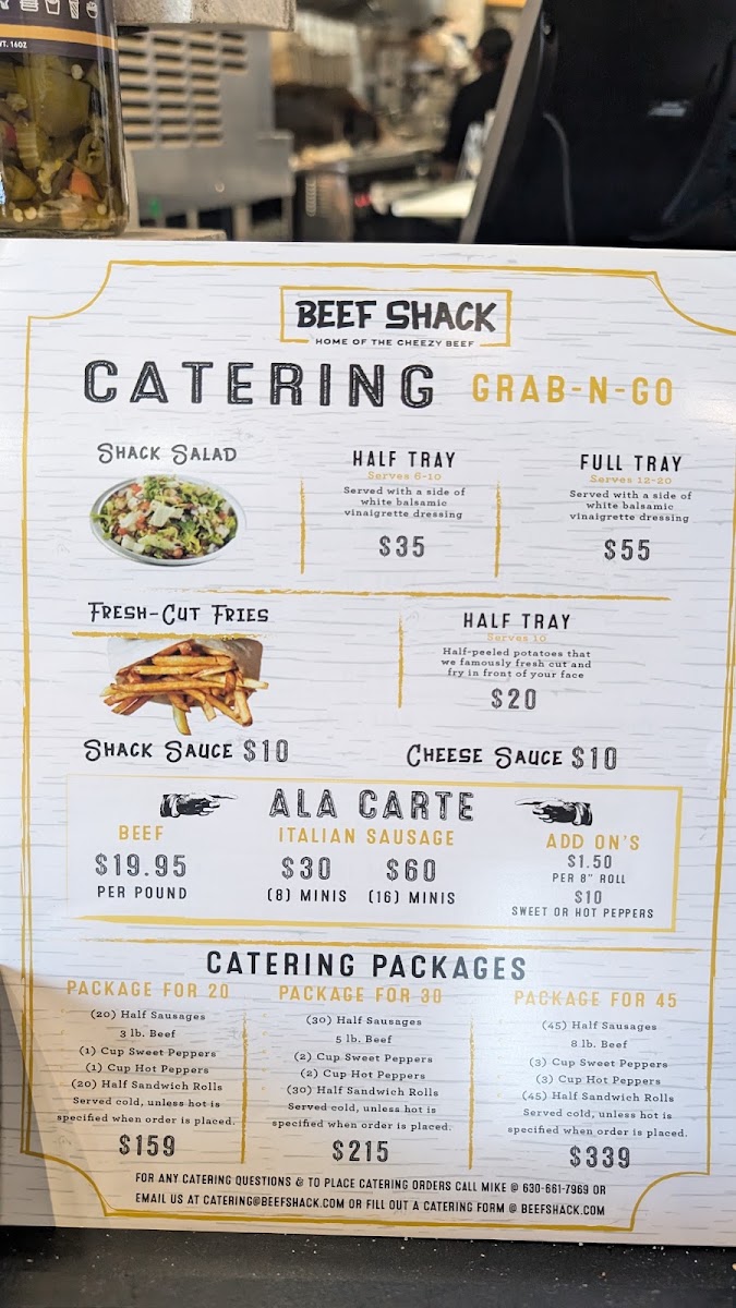 Beef Shack menu board