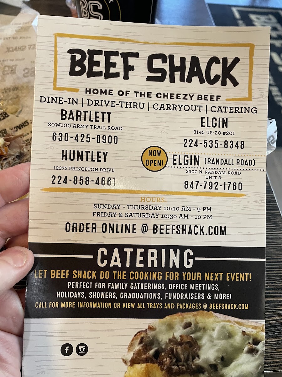 Beef Shack menu board