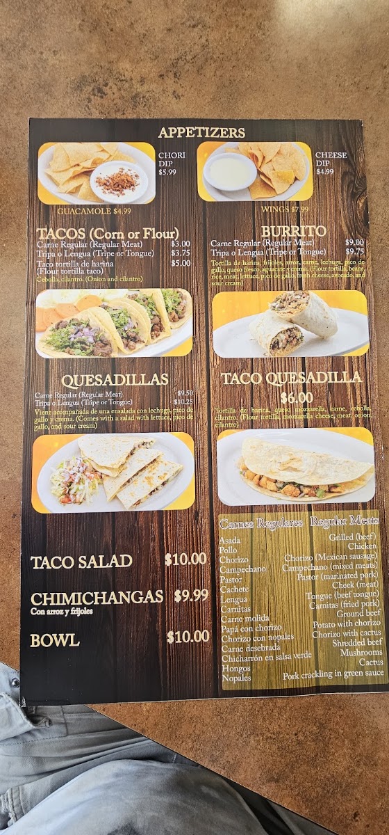 Fashion taco LLC menu board
