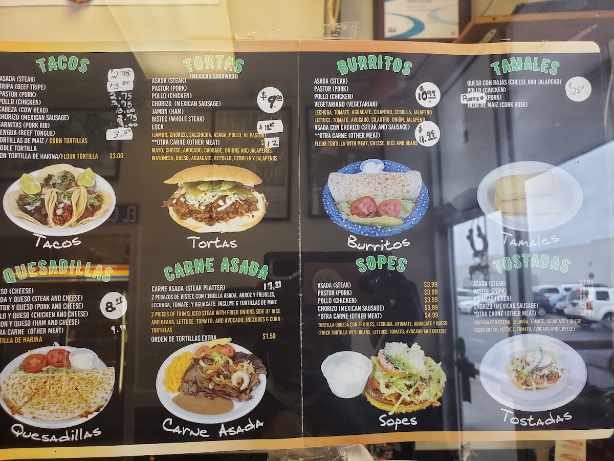El Charro Mexican Store menu board