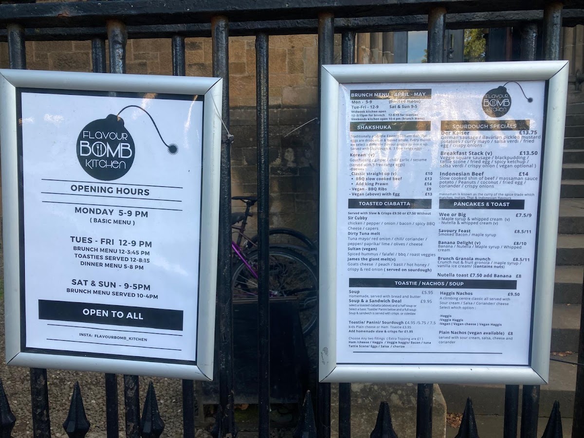 The Flavour Bomb Kitchen menu board