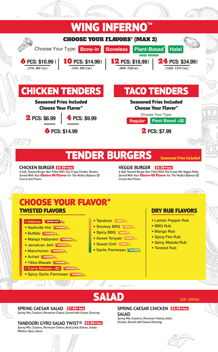 Pizza Twist menu board