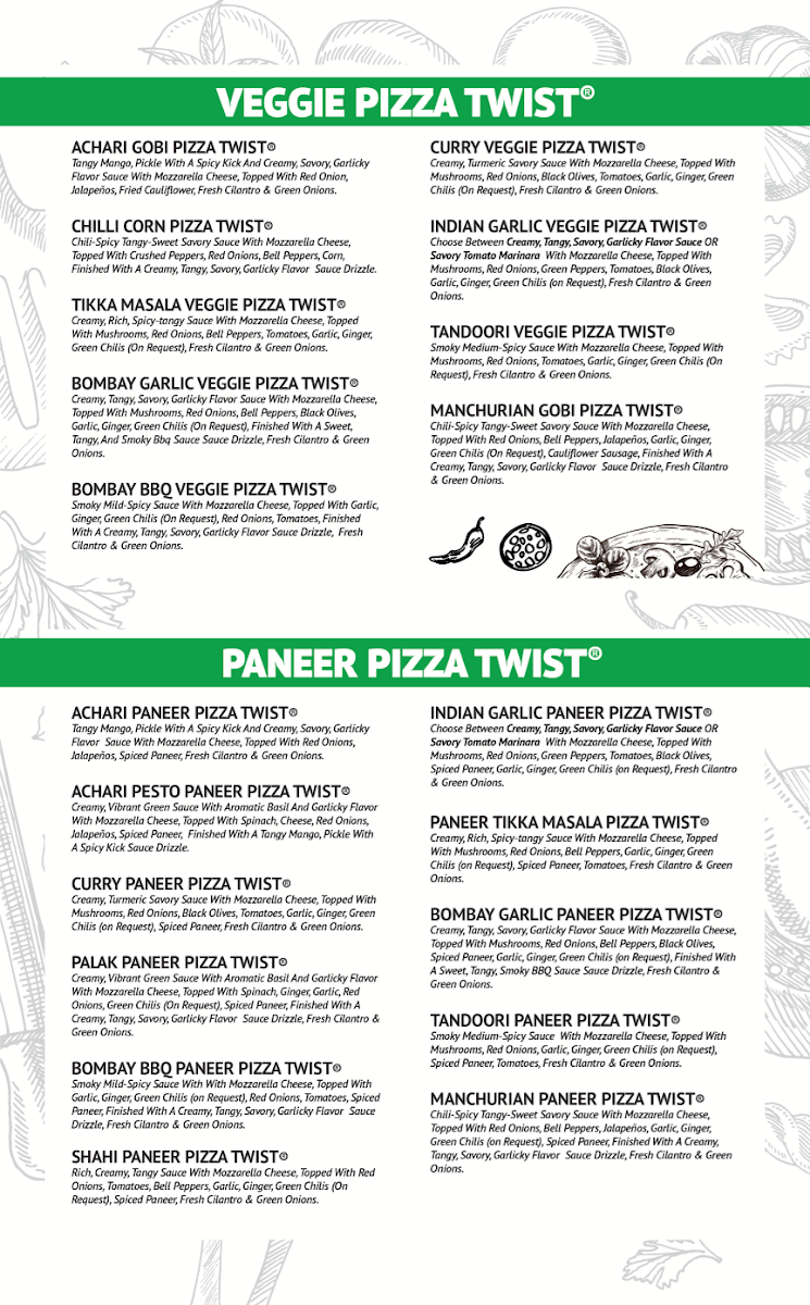 Pizza Twist menu board