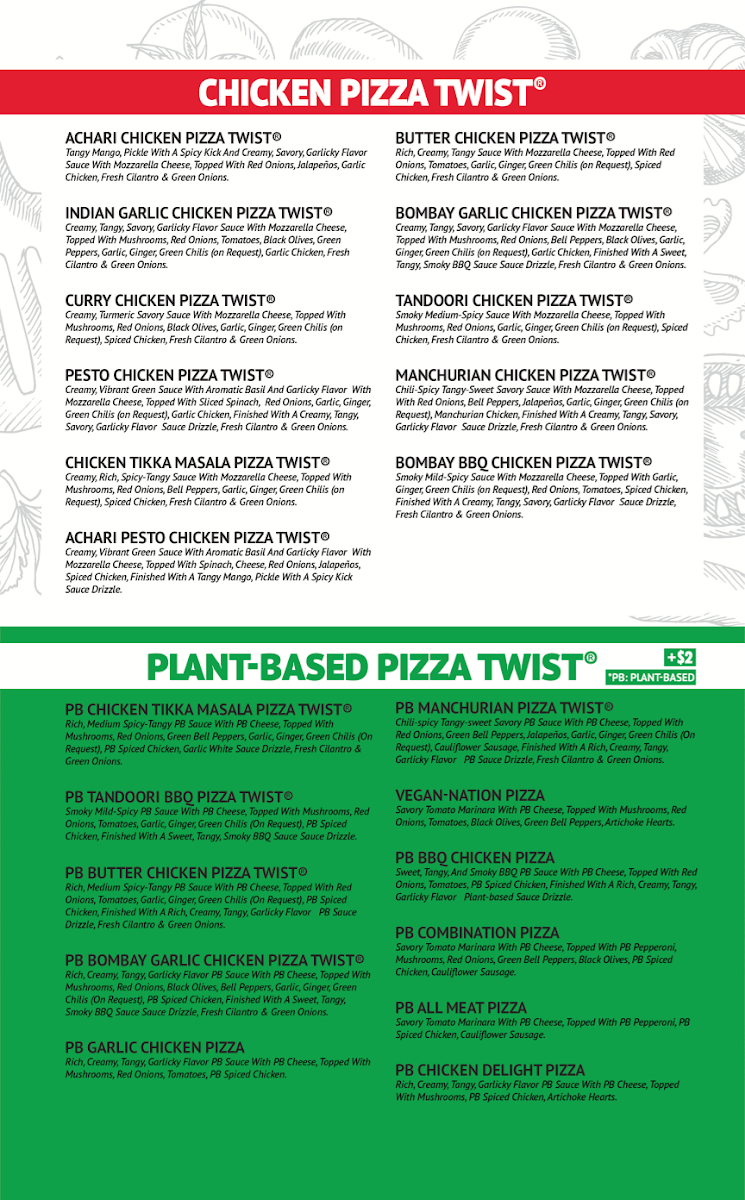 Pizza Twist menu board