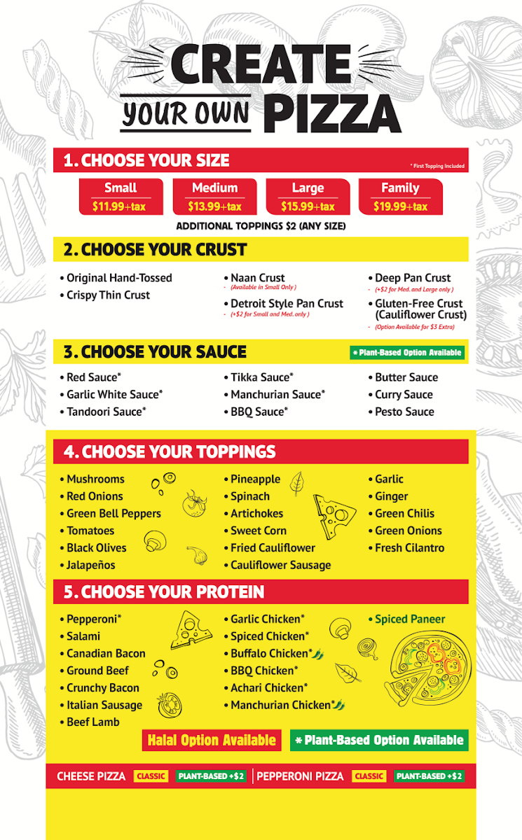 Pizza Twist menu board