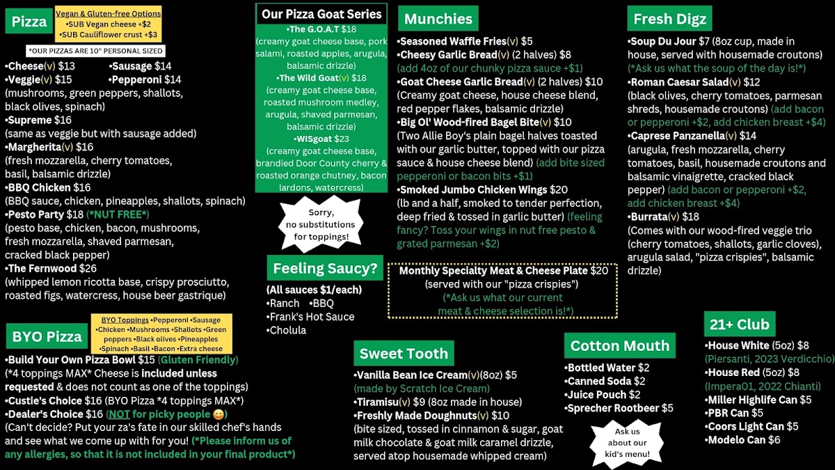 doh'p Wood-fired Fare menu board