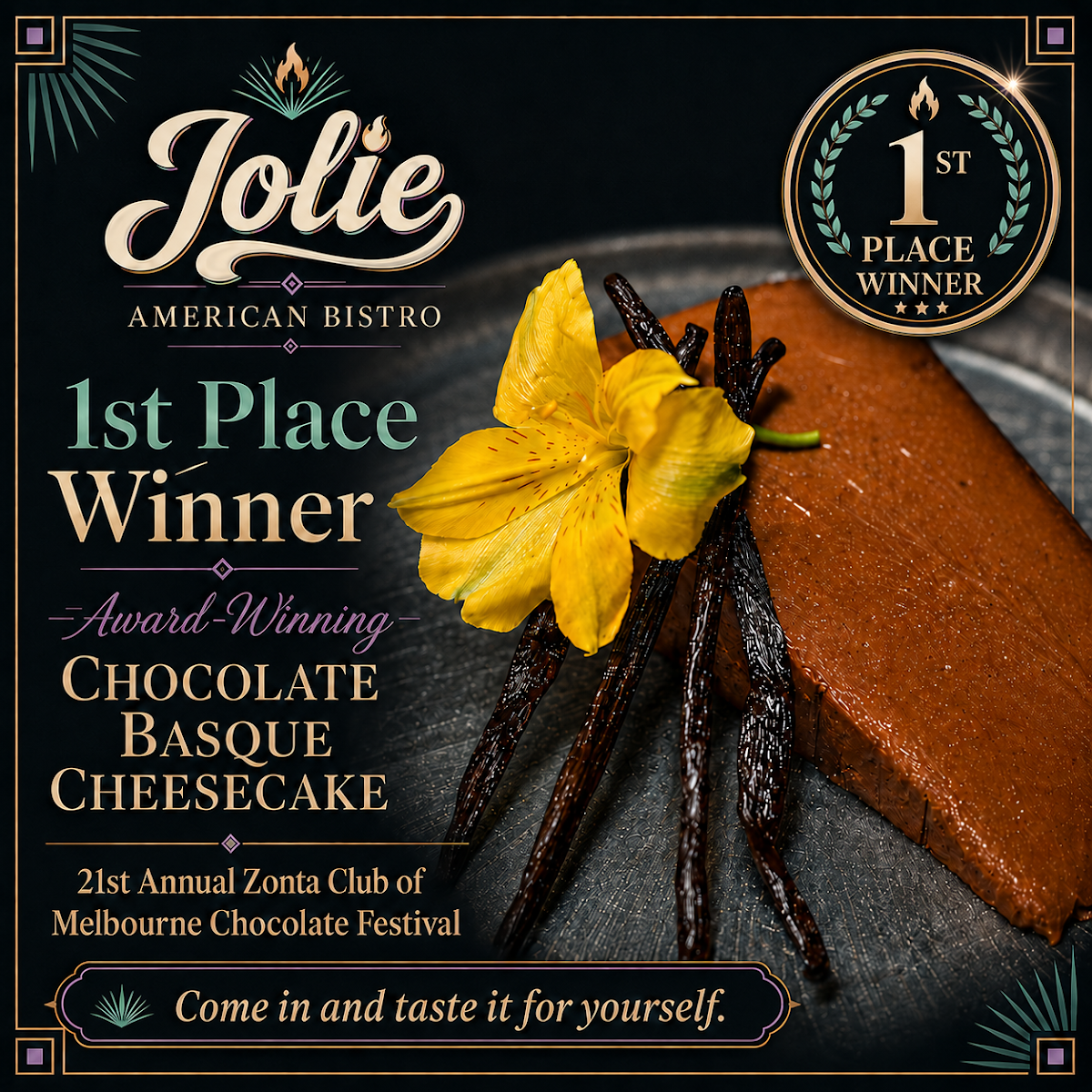 Jolie American Bistro Restaurant menu board