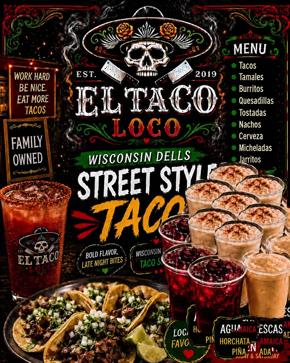 El Taco Loco menu board