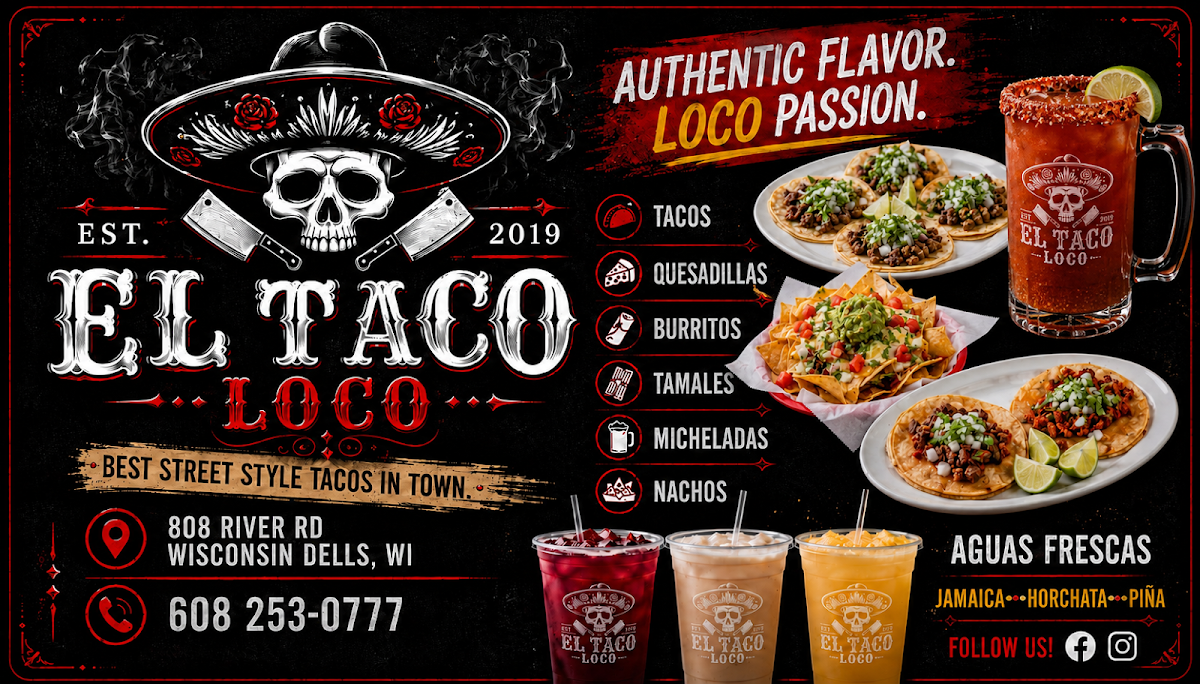 El Taco Loco menu board