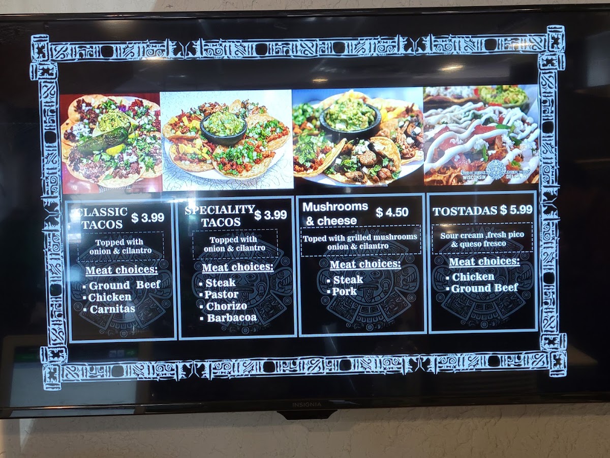 El Taco Loco menu board