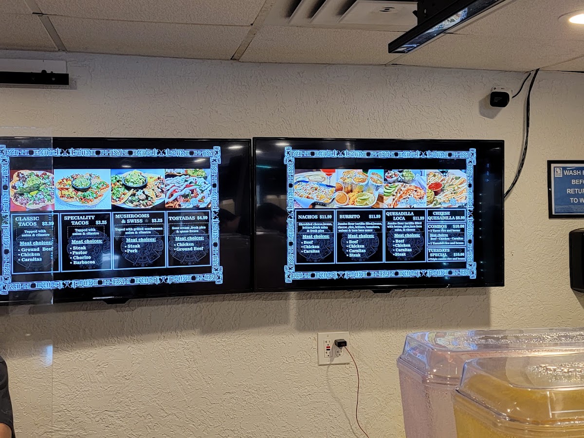 El Taco Loco menu board