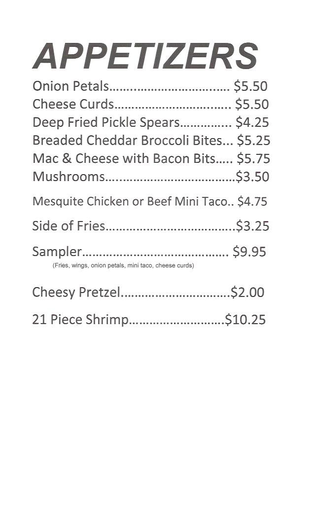 Ron & Angie's Northside Bar & Grill menu board