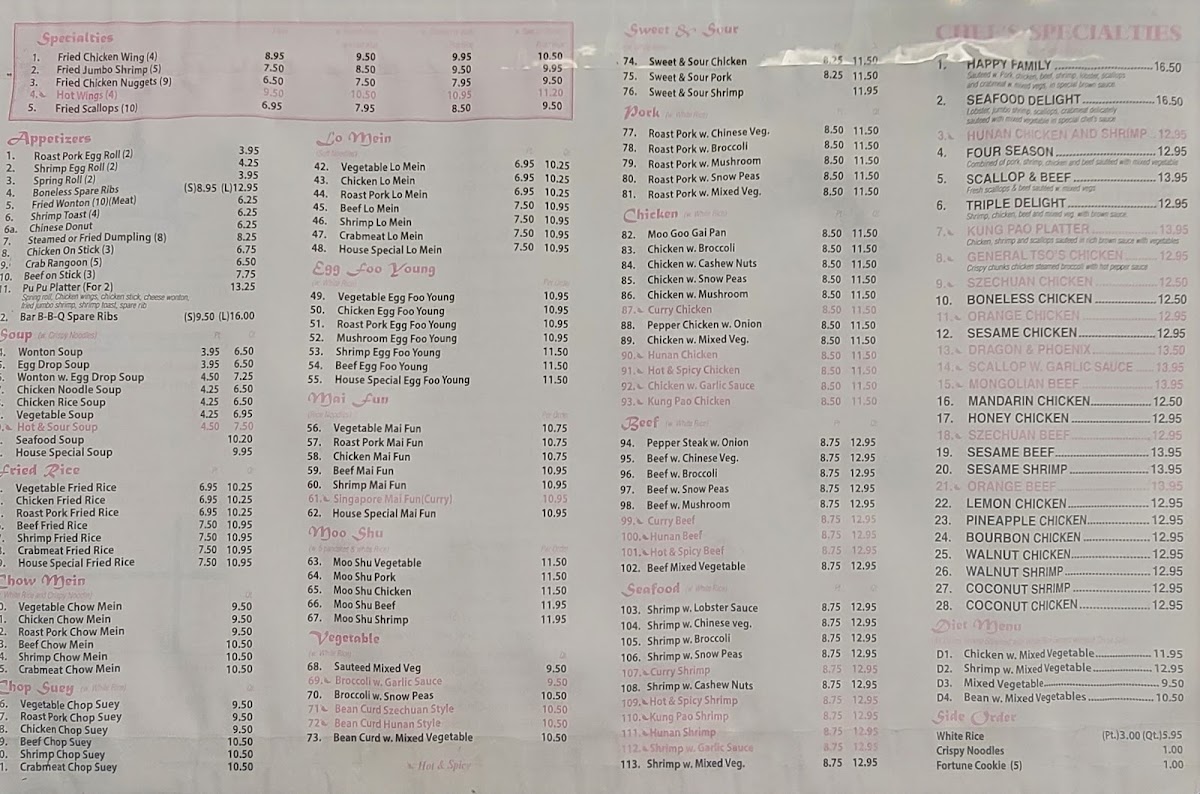 Bei Jing menu board