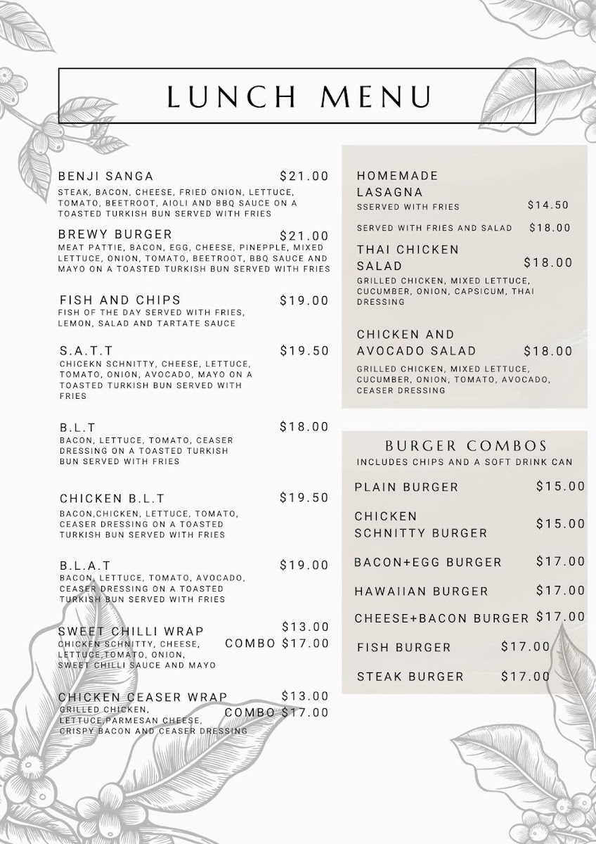 Brewlicious menu board