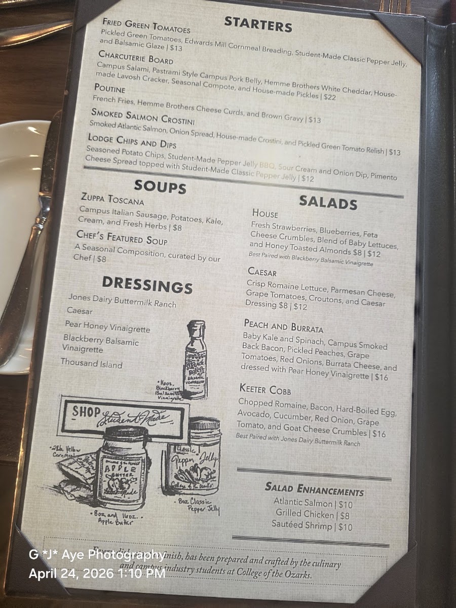 The Keeter Center-Dining menu board