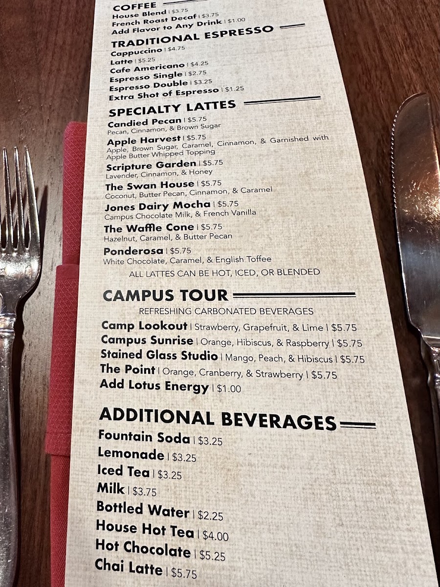 The Keeter Center-Dining menu board