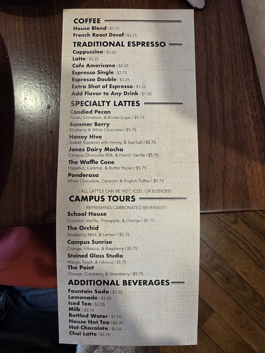 The Keeter Center-Dining menu board