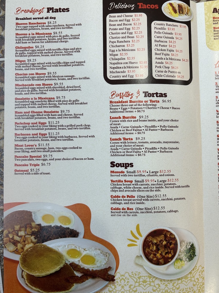 Camila's Mexican Restaurant - Bulverde Road menu board