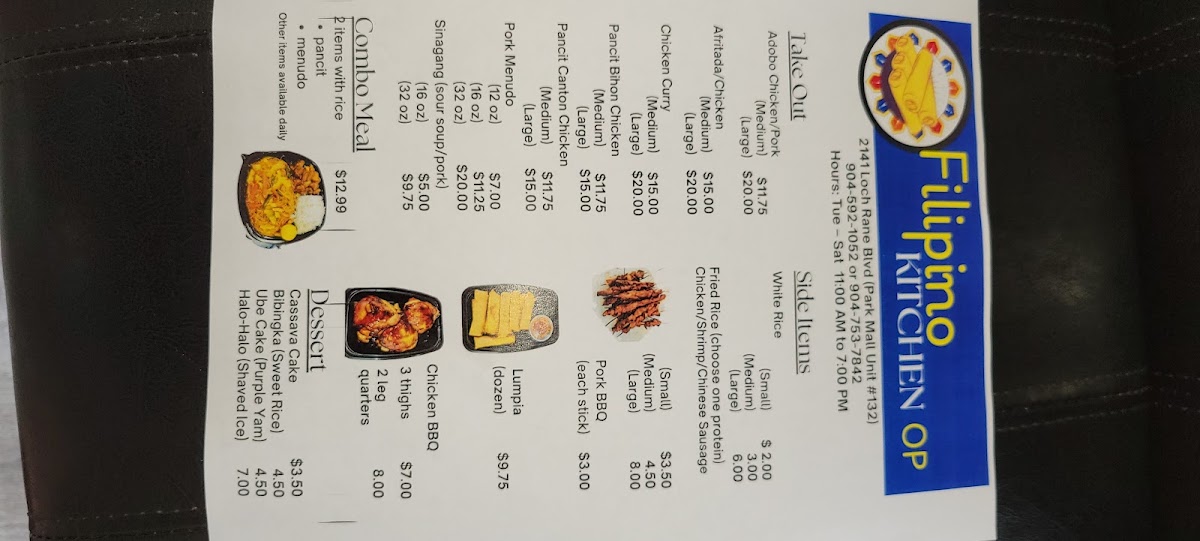 Filipino Kitchen OP menu board