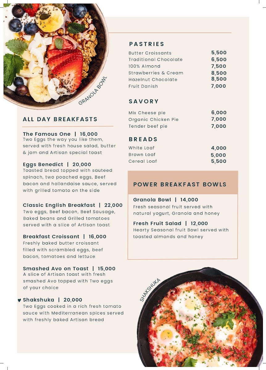 Artisan Coffee and Patissier menu board