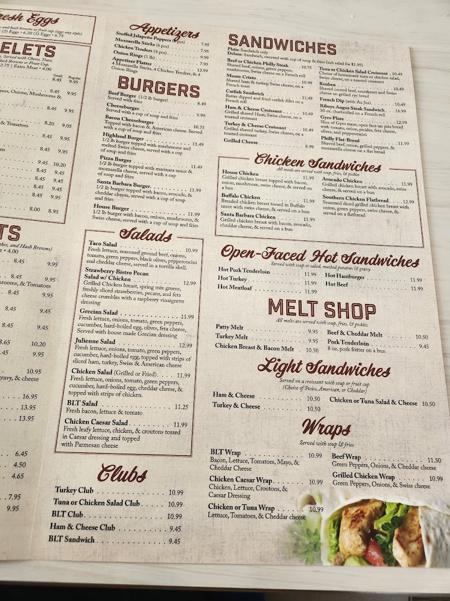 Ana's Cafe menu board