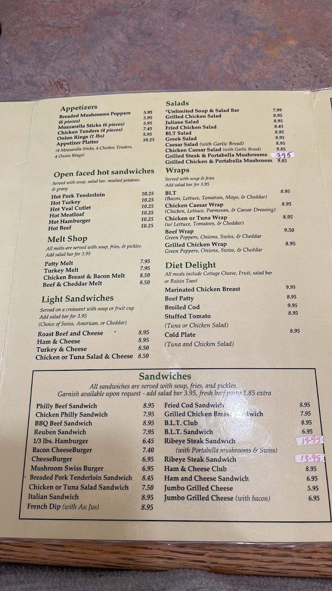 Ana's Cafe menu board