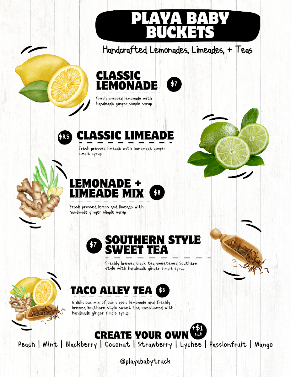 Playa Baby menu board